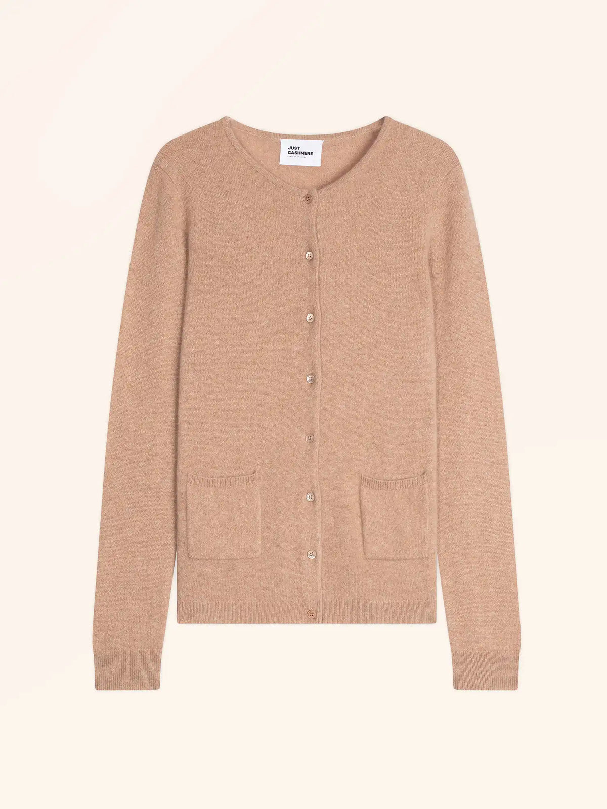 KATHARINE Cardigan Col Rond Camel Chiné