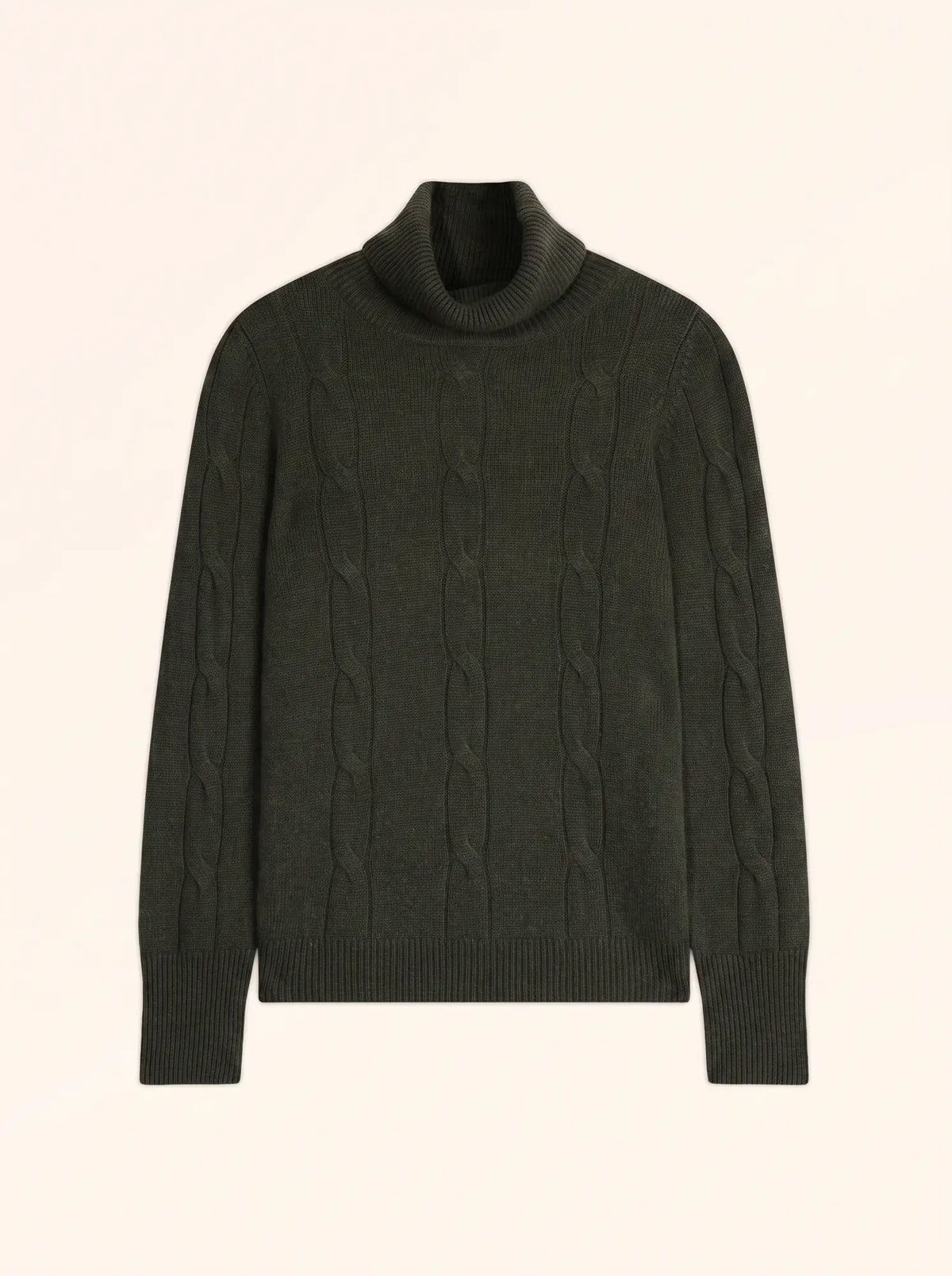 ESTELLE Pull Col Roulé 4 Fils Kaki Chiné