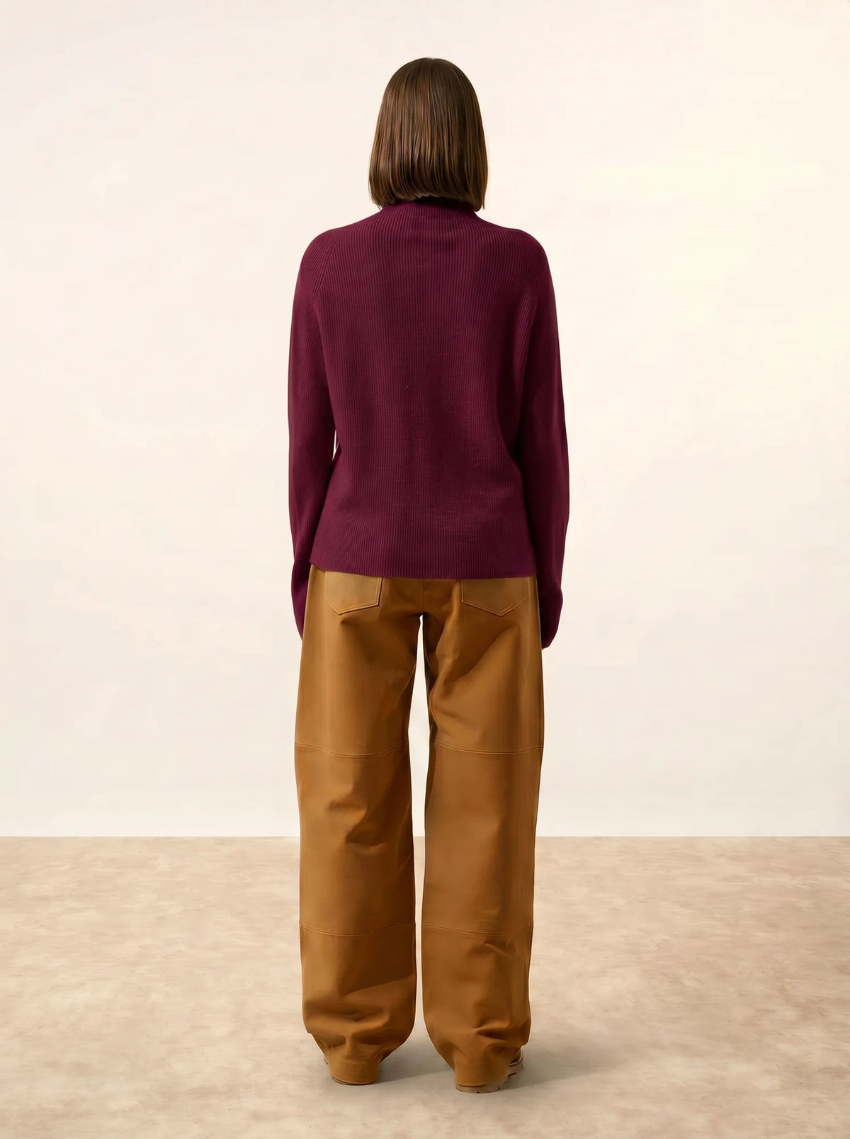 ALYSSA Pull Col Montant Bordeaux