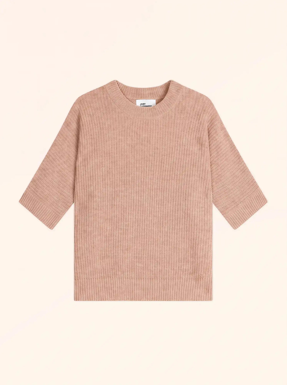 ÉRINA T-Shirt Col Bateau Chauve Souris 4 Fils Camel Chiné