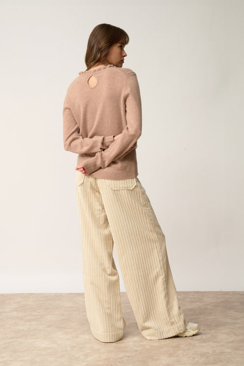 CHARLIE pull col montant camel chiné