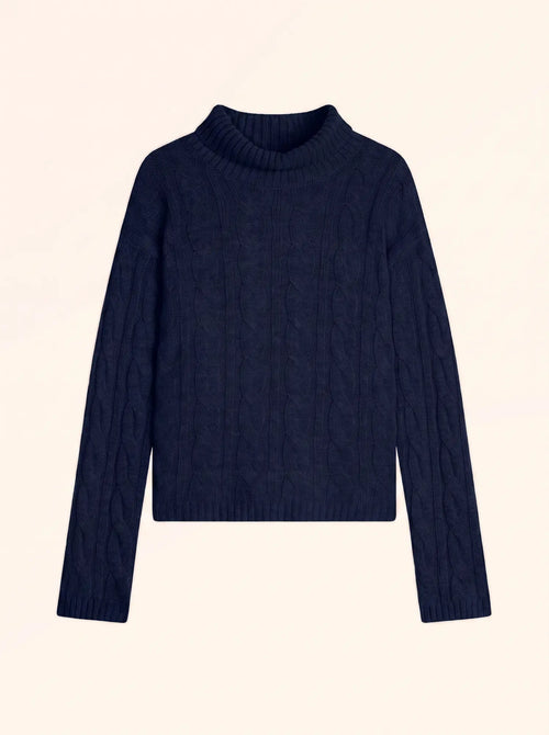 ALESSIA Pull Col Roulé 6 Fils Bleu Marine