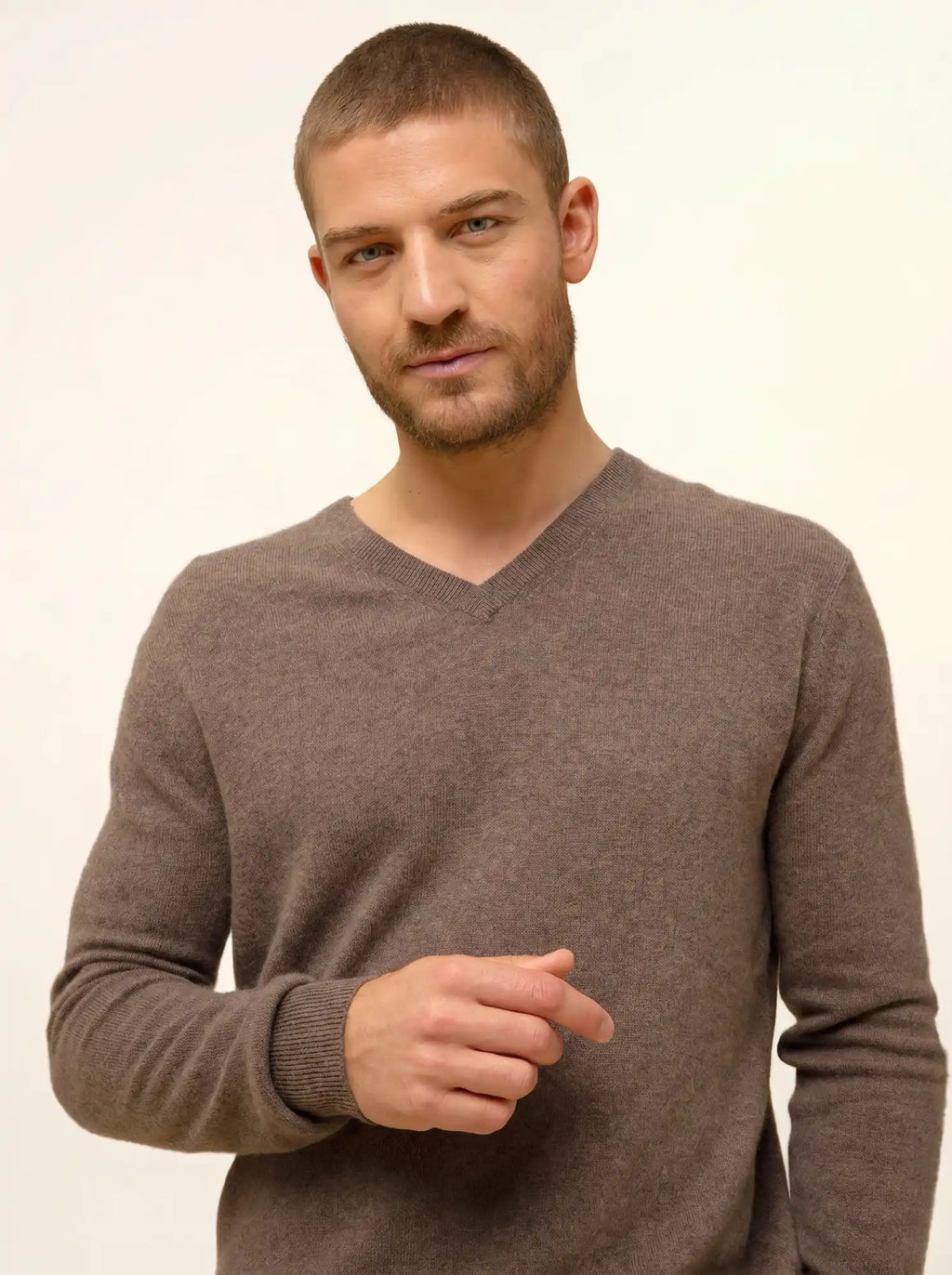 WALT Pullover V-Ausschnitt Taupe meliert