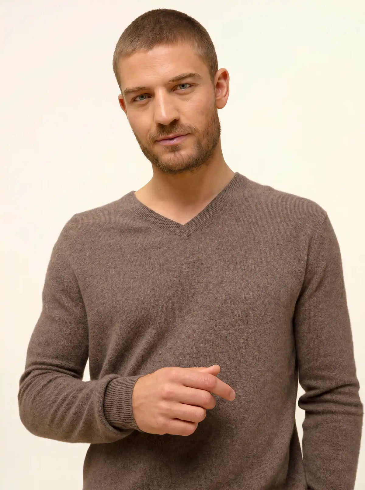 WALT Pullover V-Ausschnitt Taupe meliert