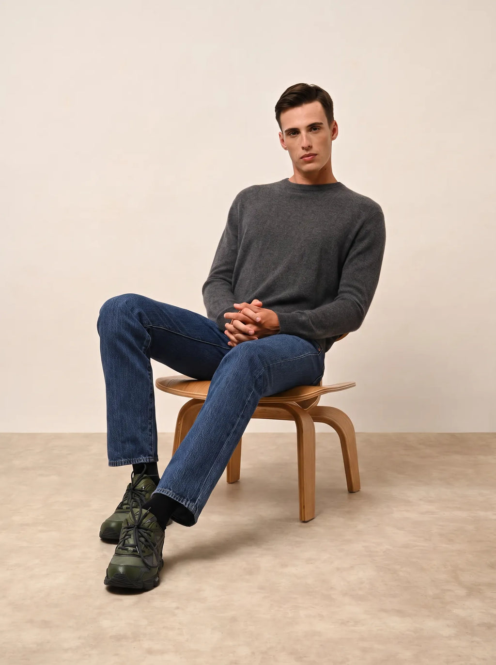 HOWARD Pull Col Rond Anthracite Chiné