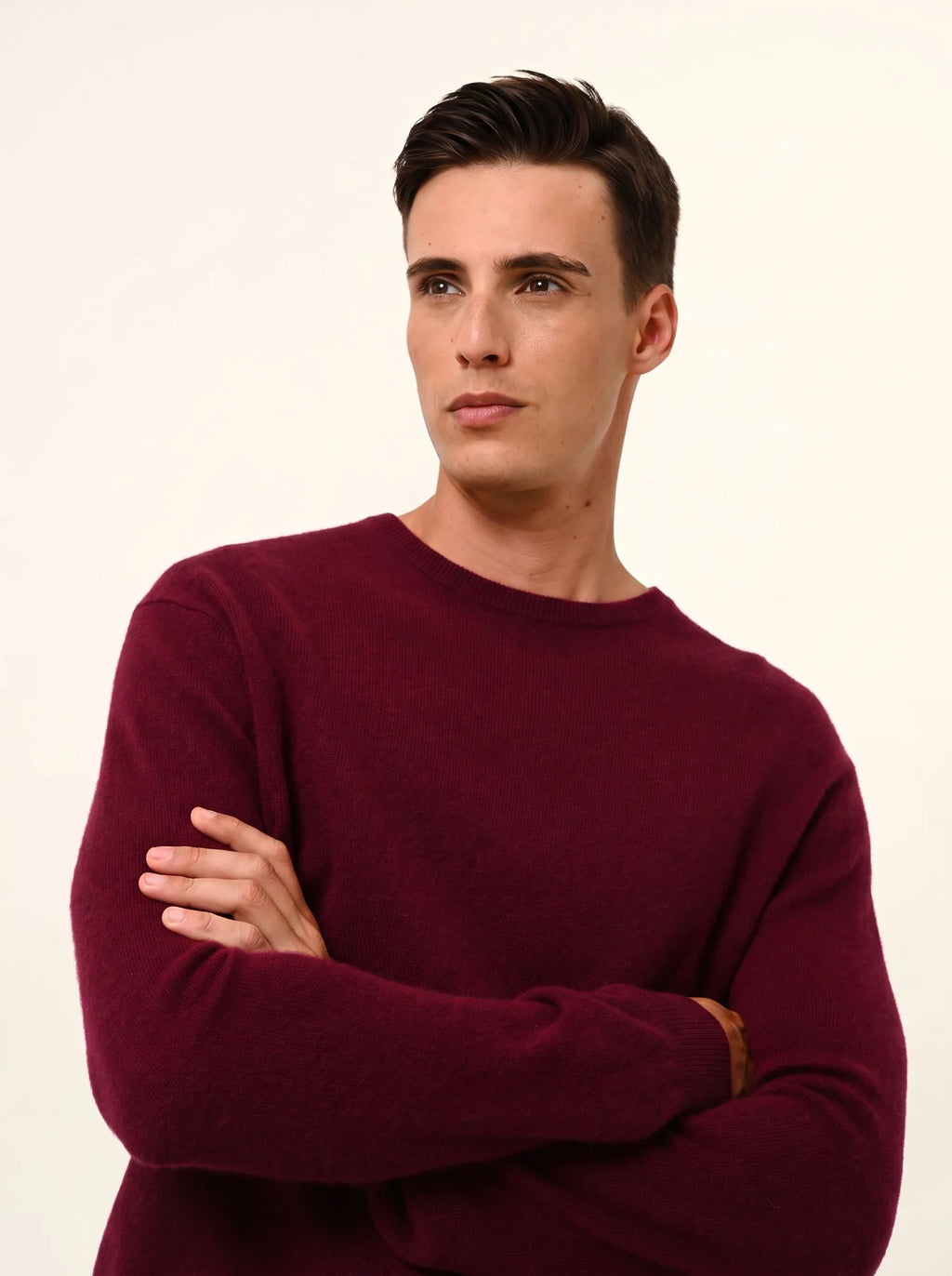 HOWARD Pull Col Rond Bordeaux