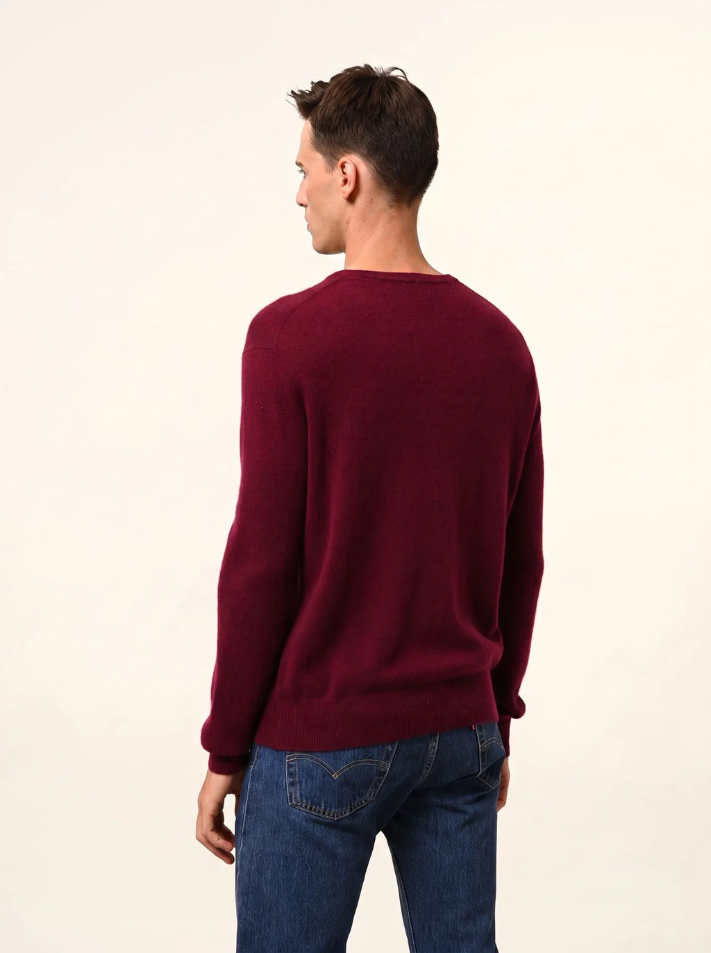 HOWARD Pull Col Rond Bordeaux