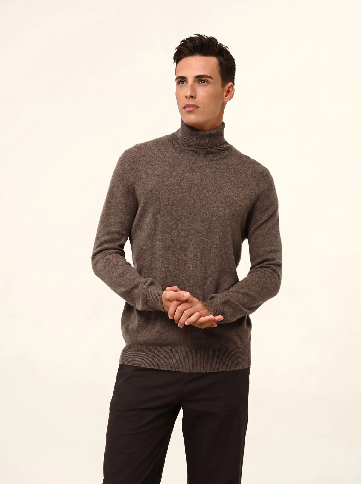 CONNOR Pull Col Roulé Taupe Chiné