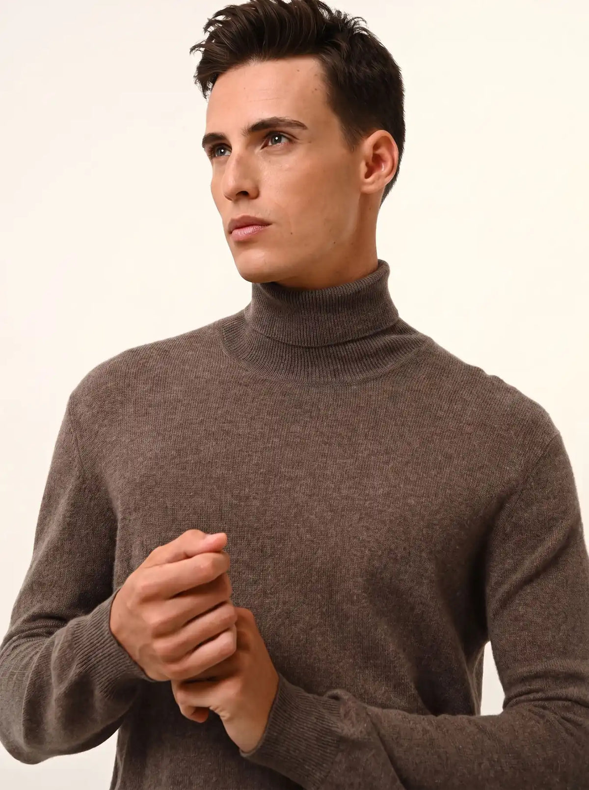 CONNOR Pull Col Roulé Taupe Chiné