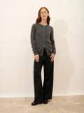 KATHARINE Cardigan Col Rond Anthracite Chiné