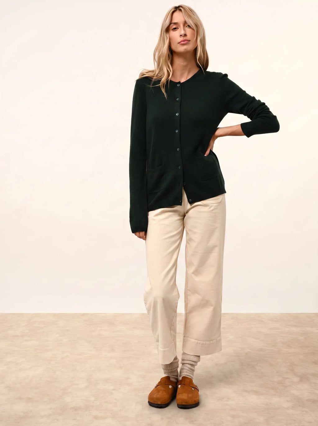 KATHARINE Cardigan Col Rond Cyprès
