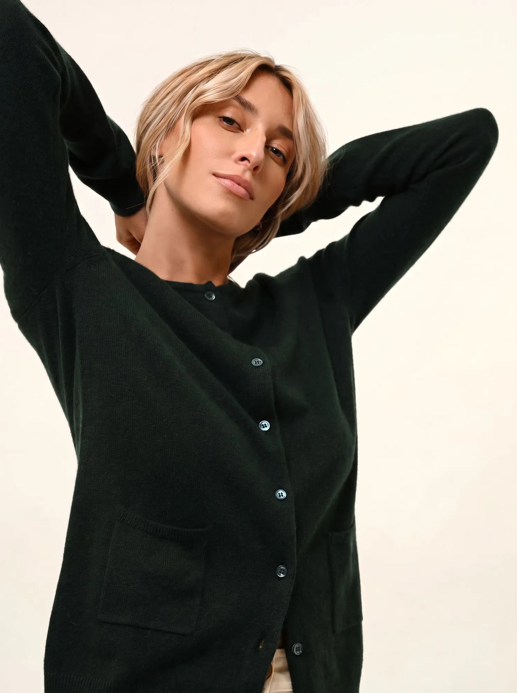 KATHARINE Cardigan Col Rond Cyprès