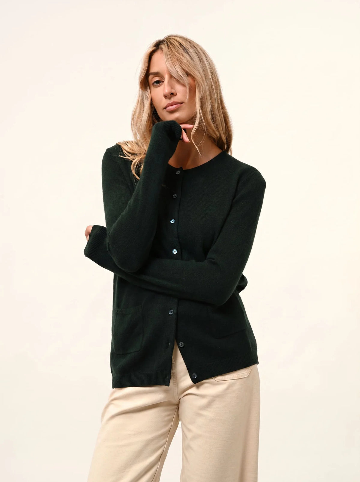 KATHARINE Cardigan Col Rond Cyprès