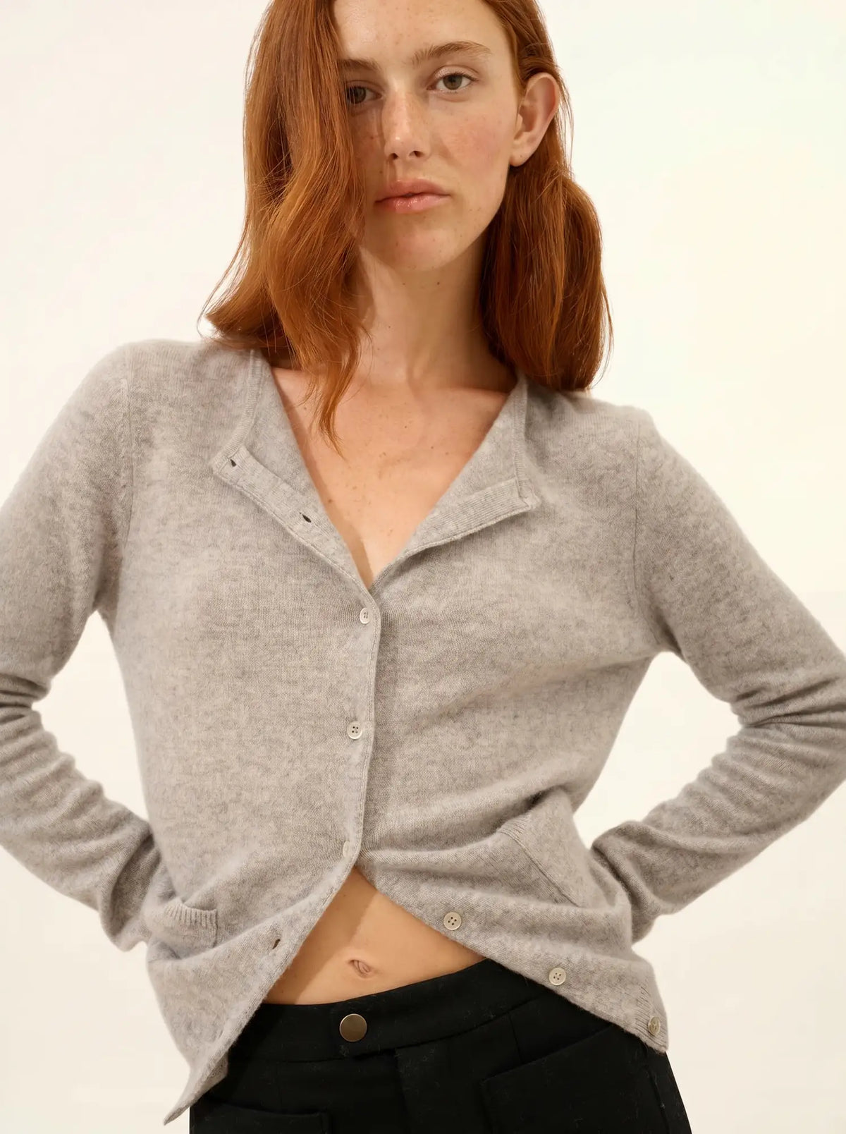 KATHARINE Cardigan Col Rond Nuage Chiné