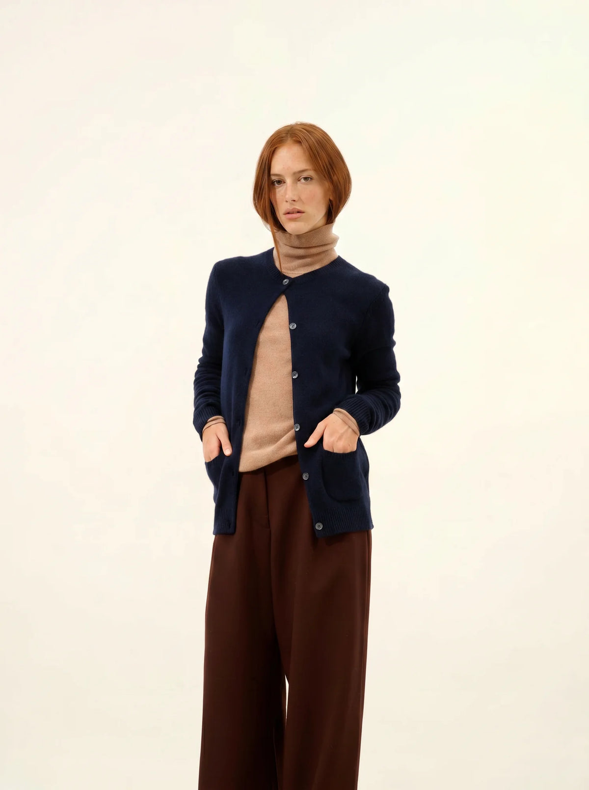 KATHARINE Cardigan Col Rond Bleu Marine