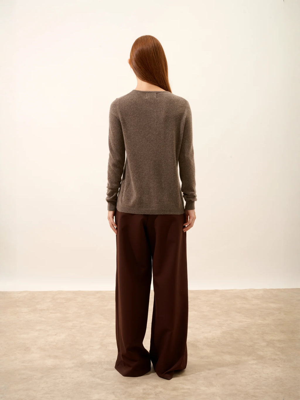 KATHARINE Cardigan Col Rond Taupe Chiné