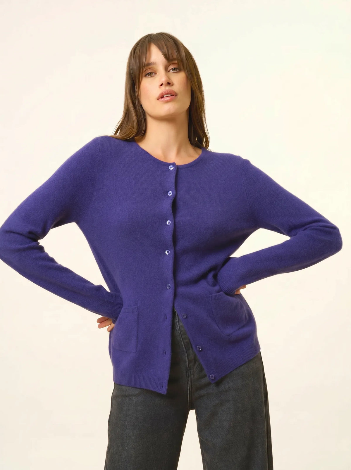 KATHARINE Cardigan Col Rond Violet