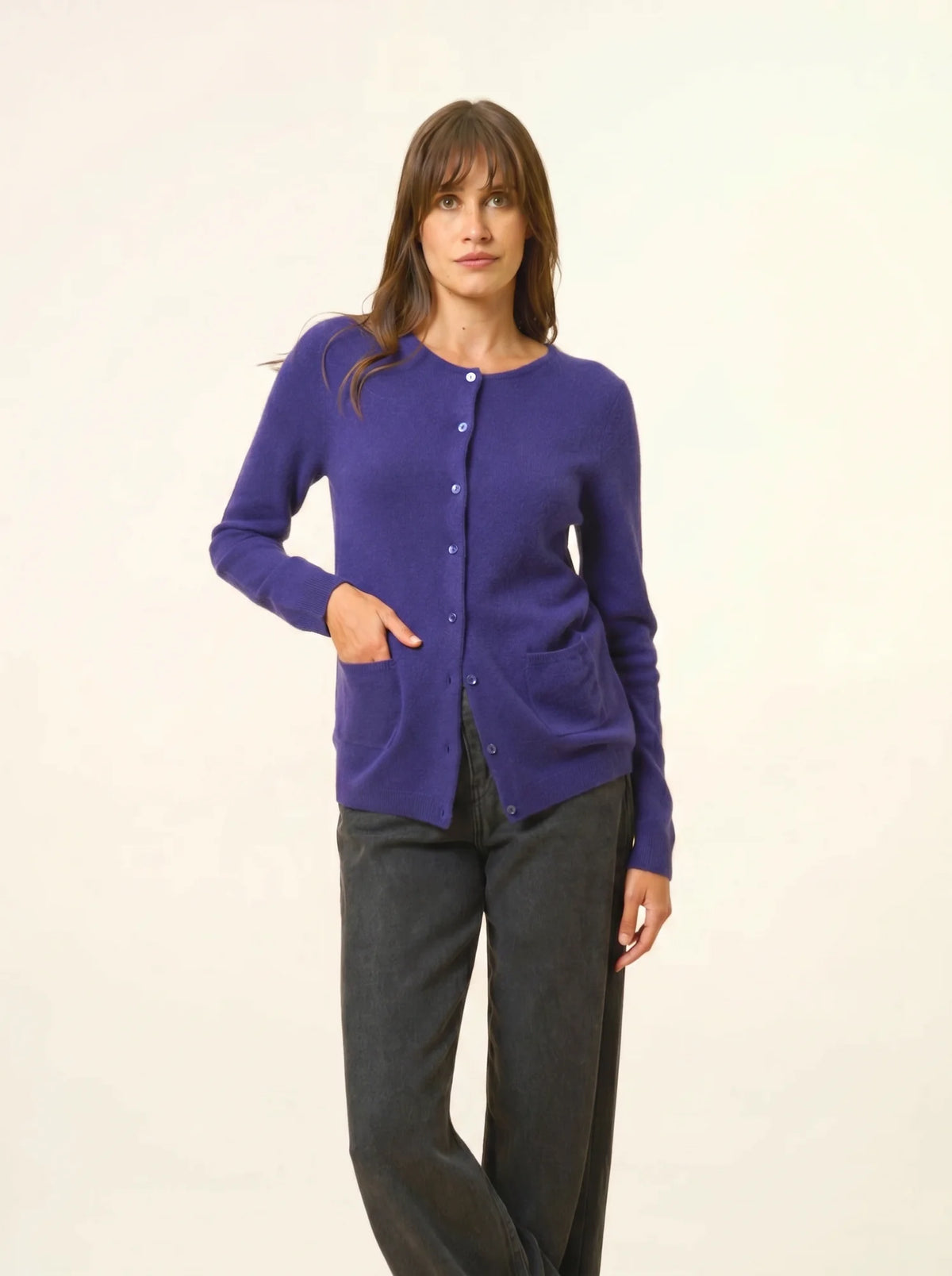 KATHARINE Cardigan Col Rond Violet