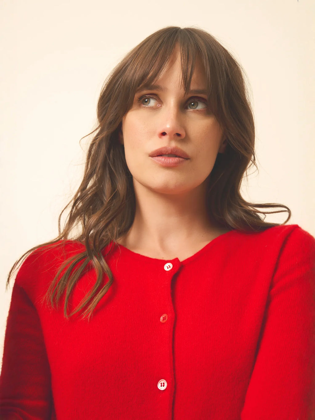 KATHARINE Cardigan Col Rond Rouge