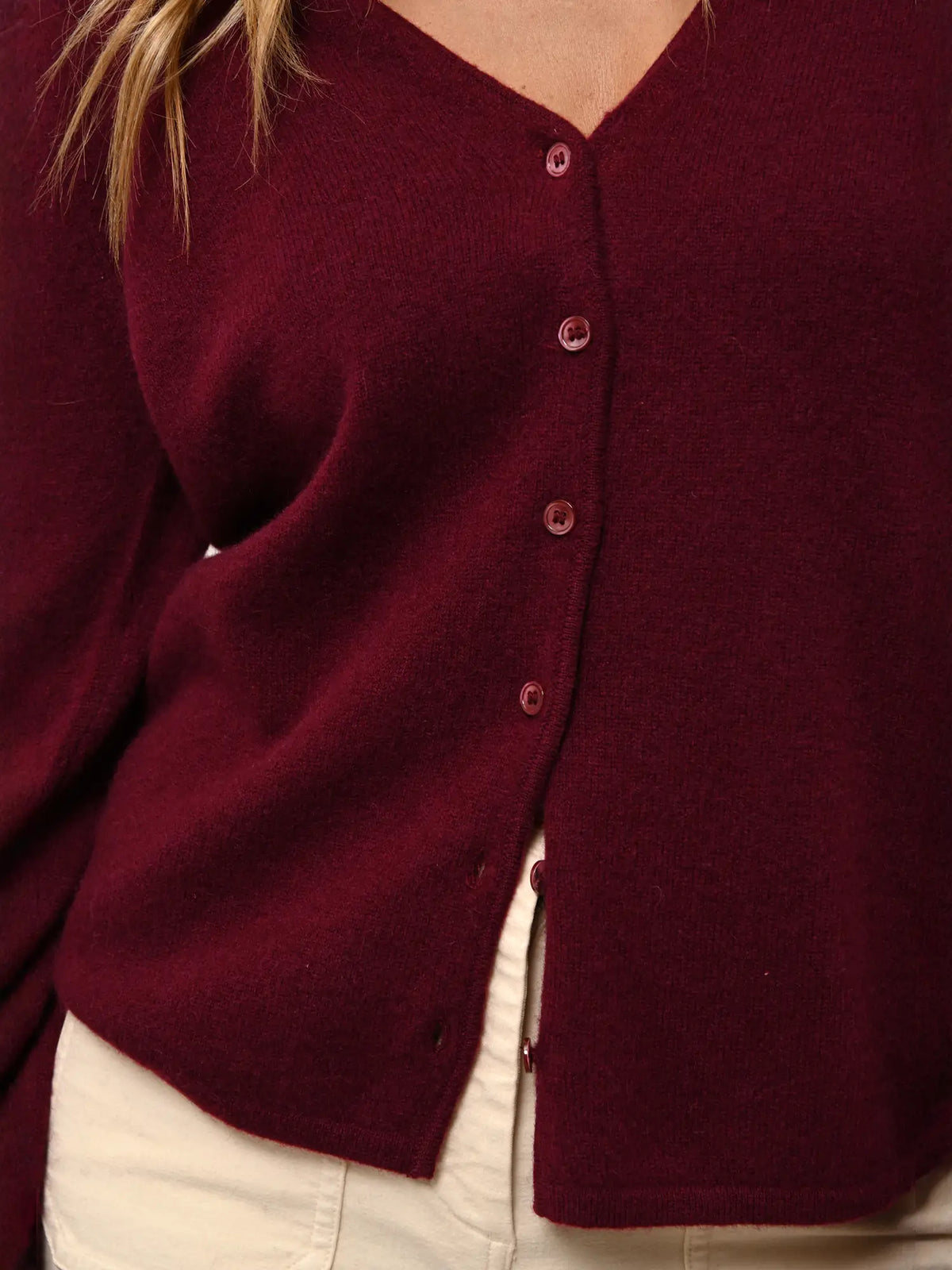NORMA Cardigan Col V Bordeaux