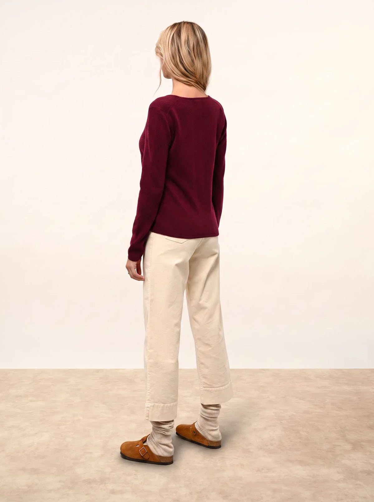 NORMA Cardigan Col V Bordeaux