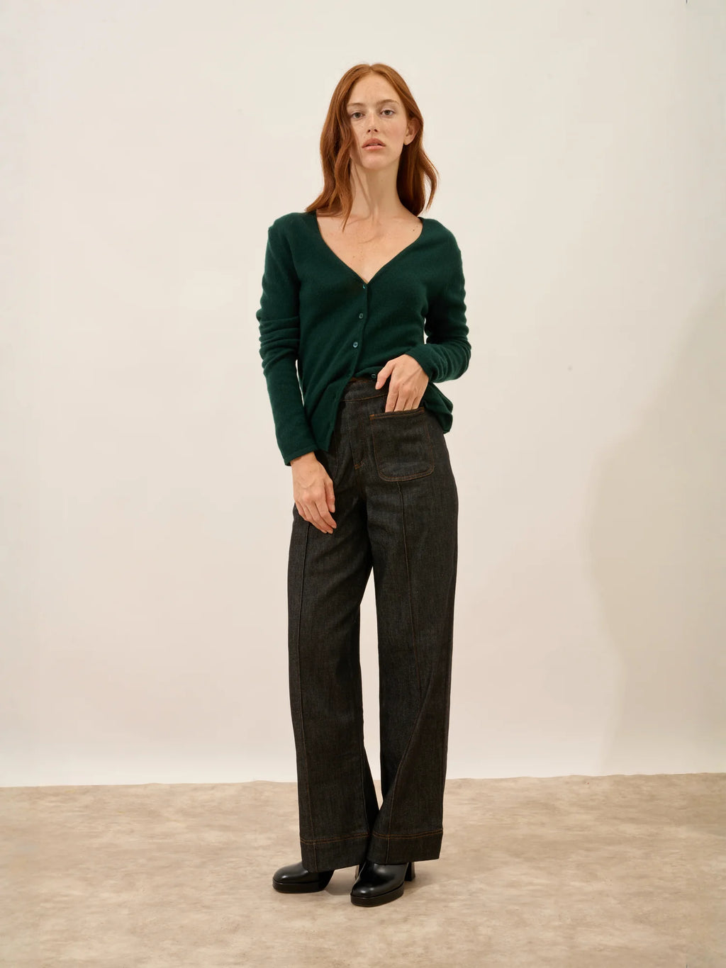 NORMA Cardigan Col V Cyprès