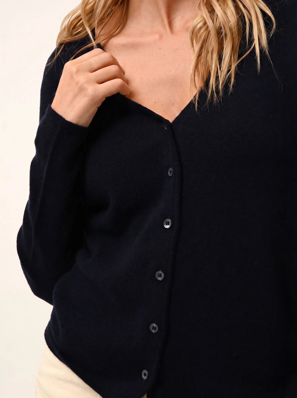 NORMA Cardigan Col V Bleu Marine