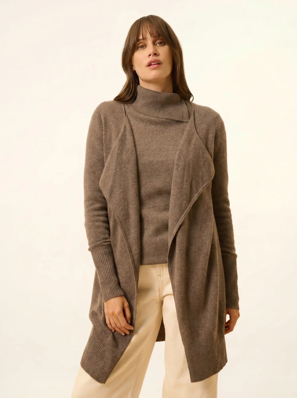 BROOKE Lange Jacke Taupe meliert