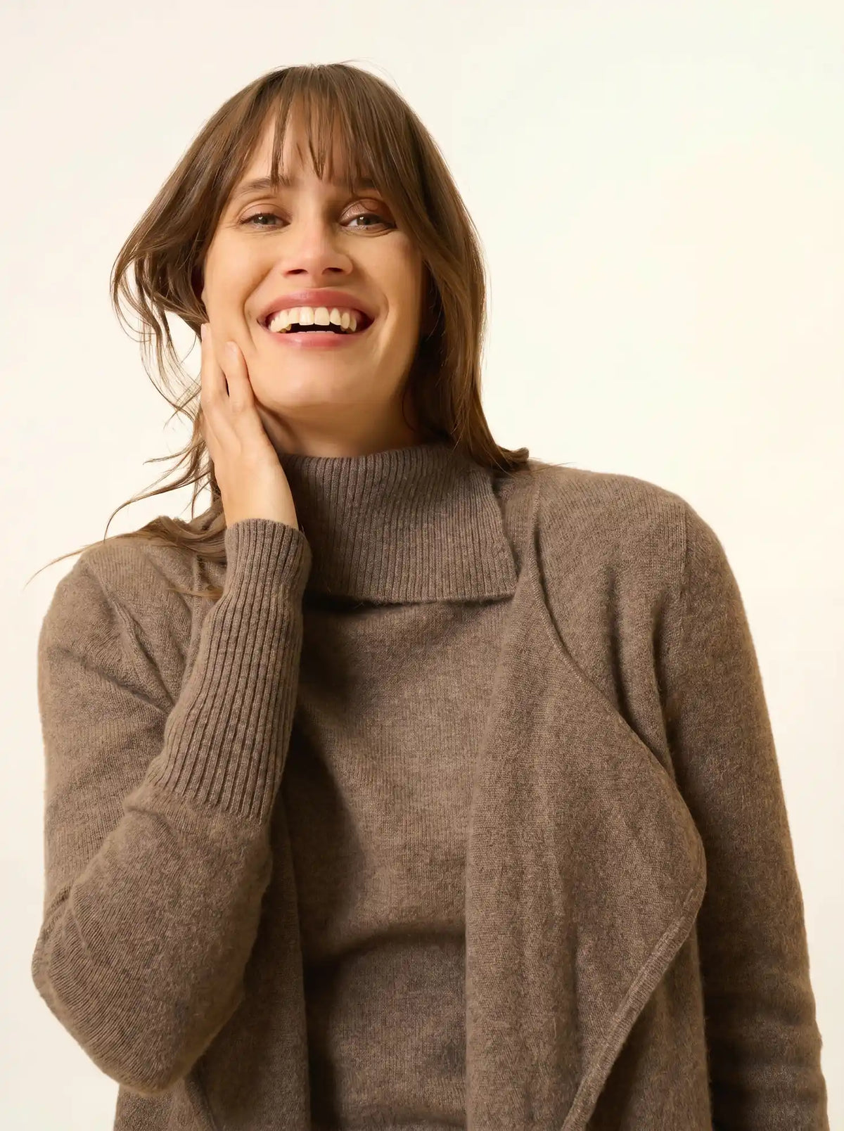 BROOKE Lange Jacke Taupe meliert