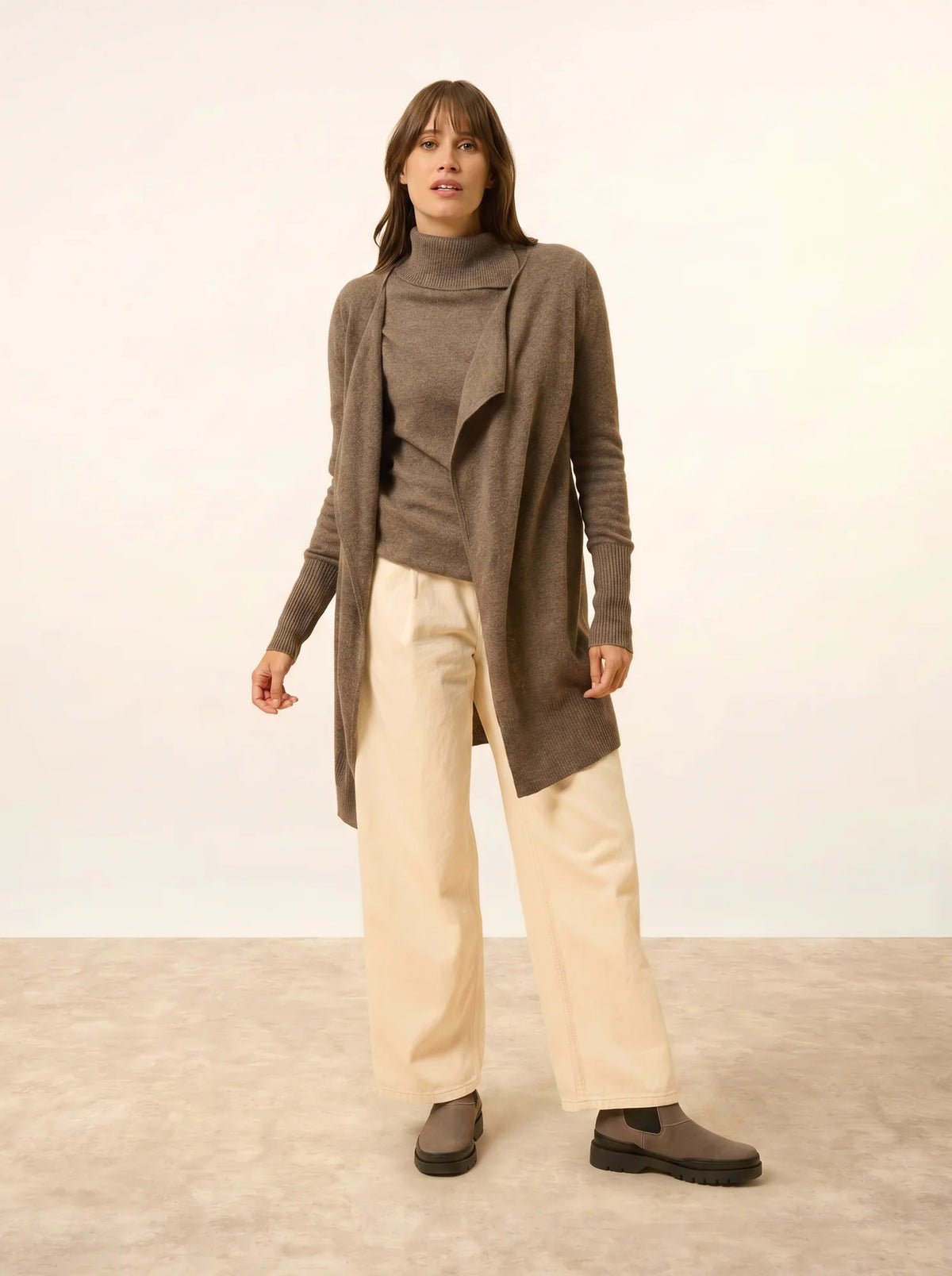 BROOKE Lange Jacke Taupe meliert