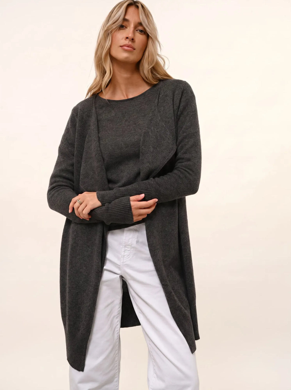 BROOKE Lange Jacke Anthrazit meliert