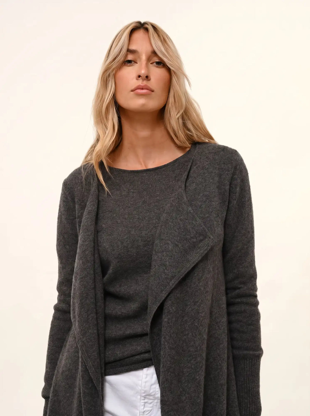 BROOKE Lange Jacke Anthrazit meliert