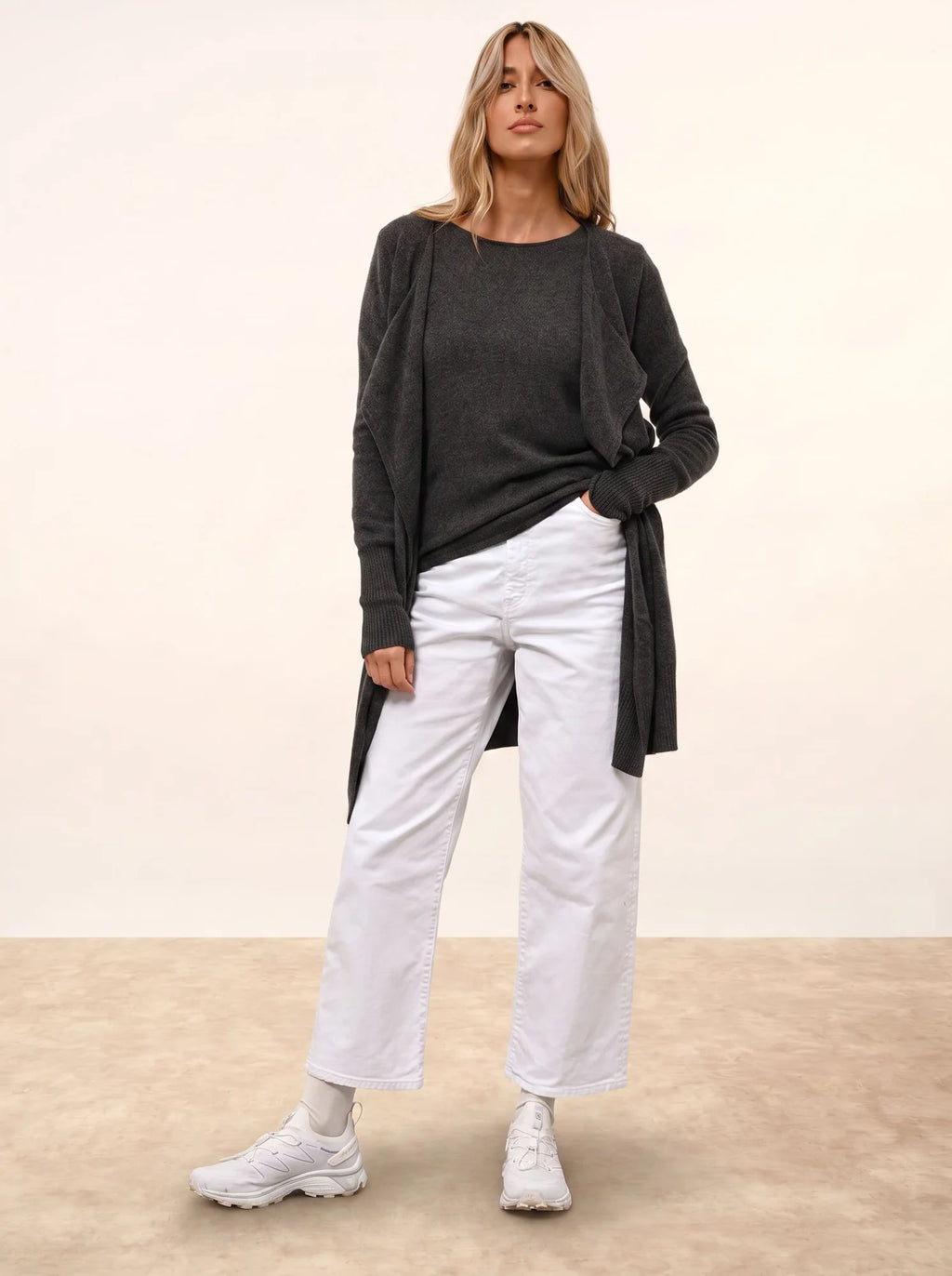 BROOKE Lange Jacke Anthrazit meliert