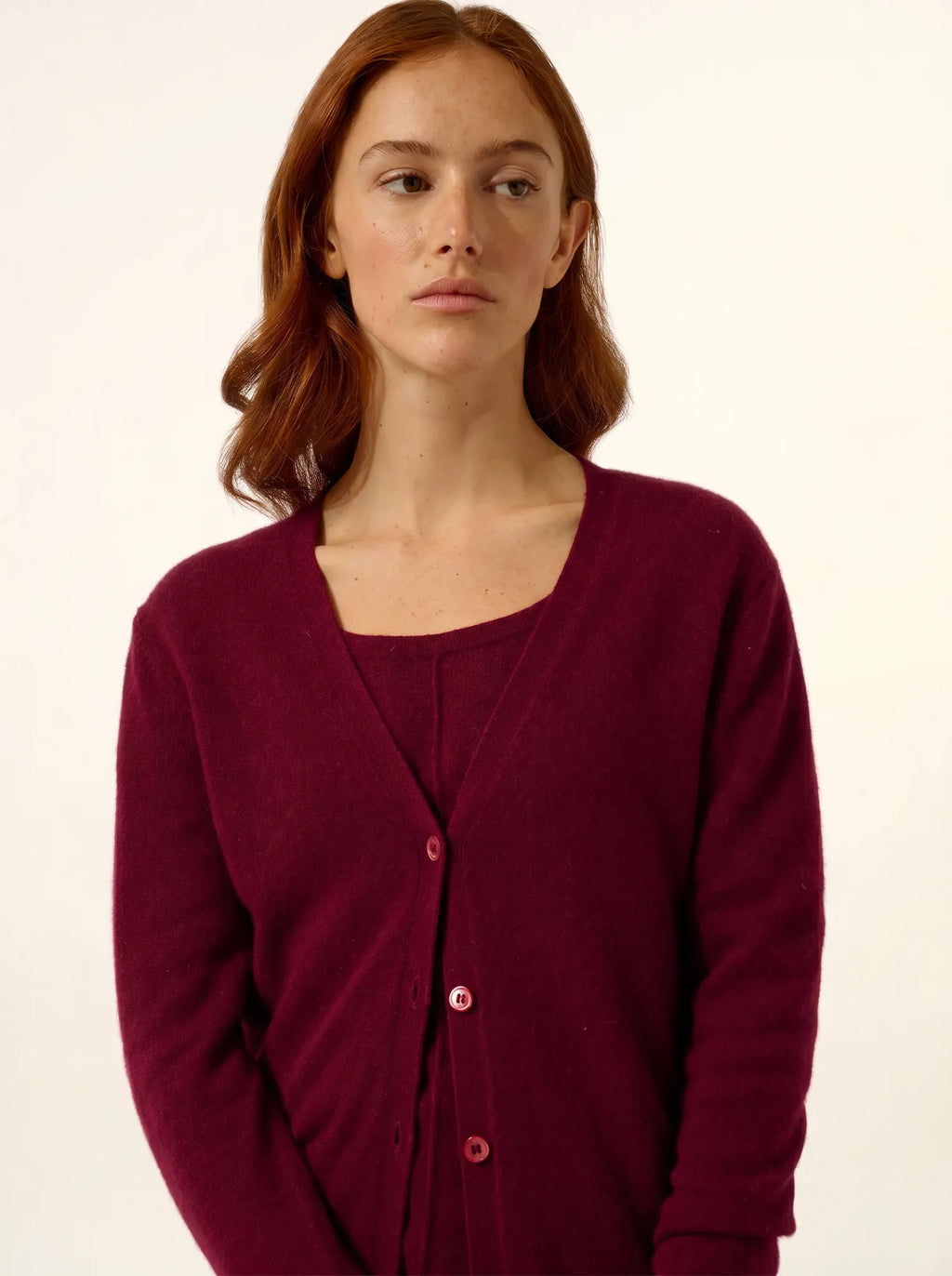TOMMIE Cardigan Col V Bordeaux