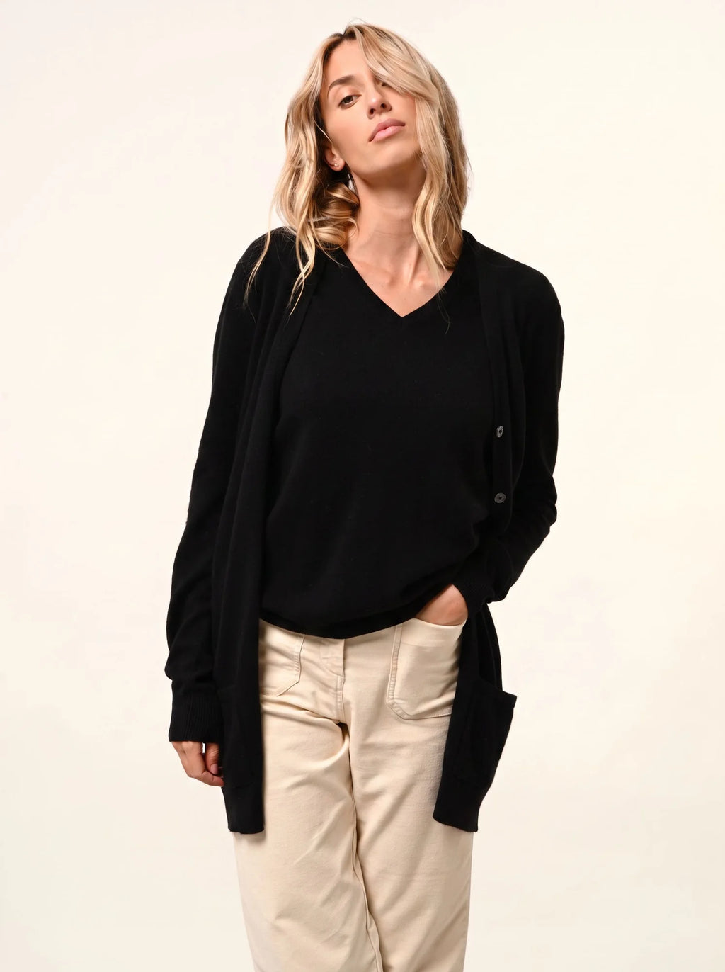 TOMMIE Cardigan Col V Noir
