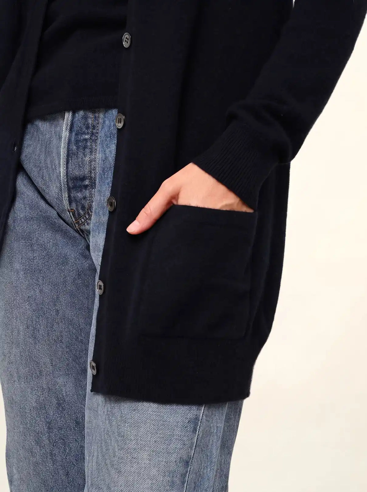 TOMMIE Cardigan Col V Bleu Marine