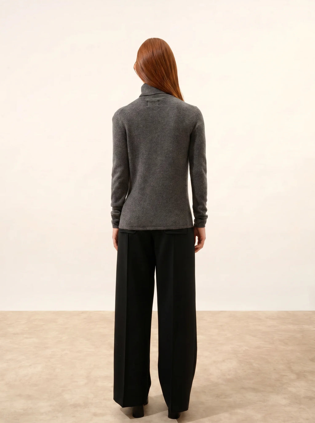 AVA Pull Col Roulé Anthracite Chiné