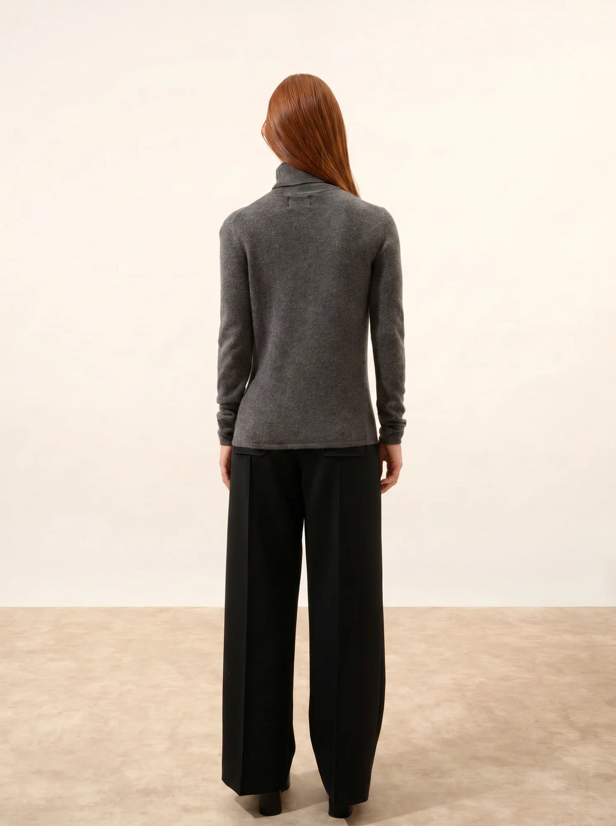 AVA Pull Col Roulé Anthracite Chiné