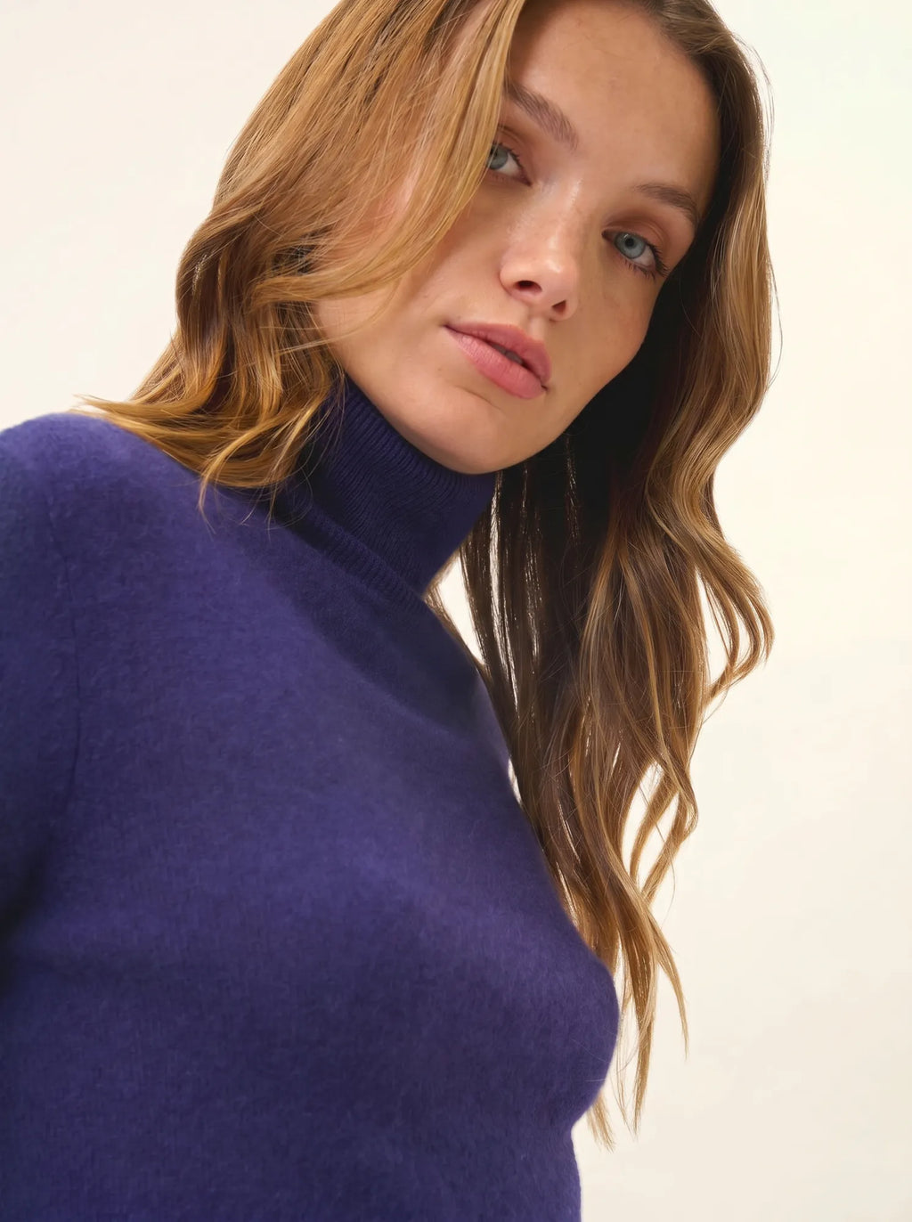 AVA Pull Col Roulé Violet