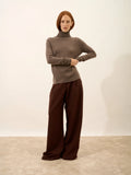 AVA Pull Col Roulé Taupe Chiné