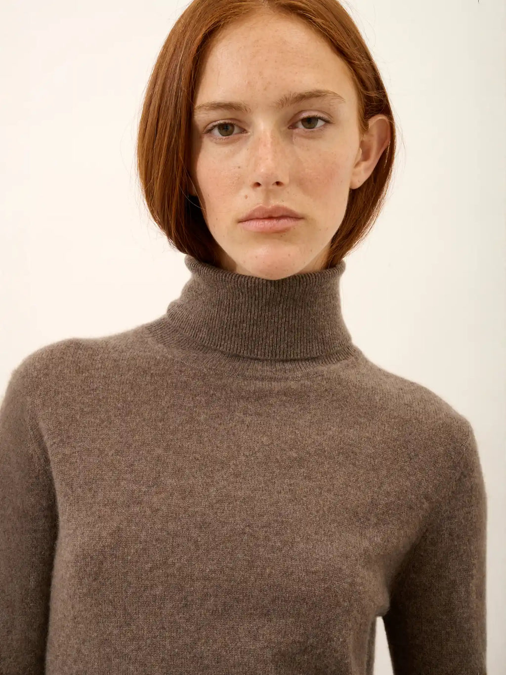 AVA Pull Col Roulé Taupe Chiné