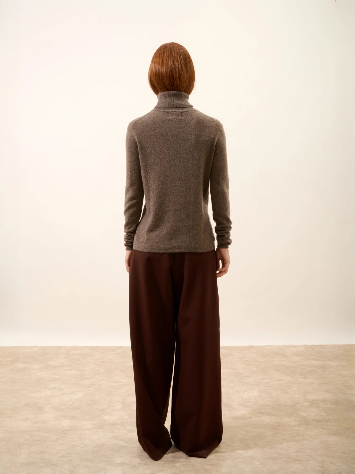 AVA Pull Col Roulé Taupe Chiné