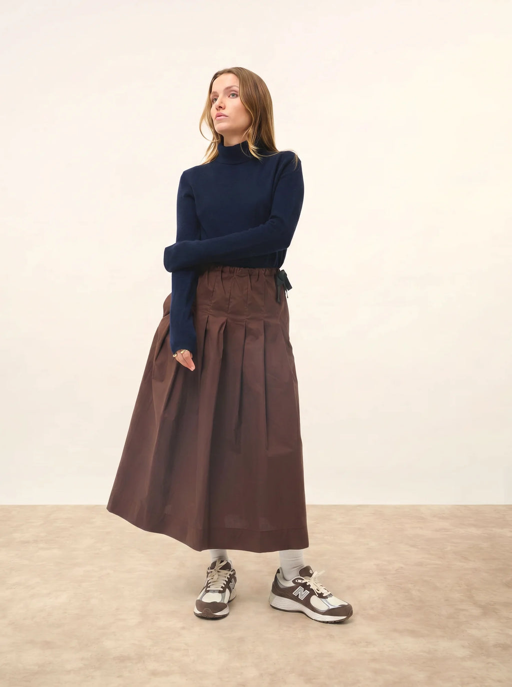 AVA Pull Col Roulé Bleu Marine