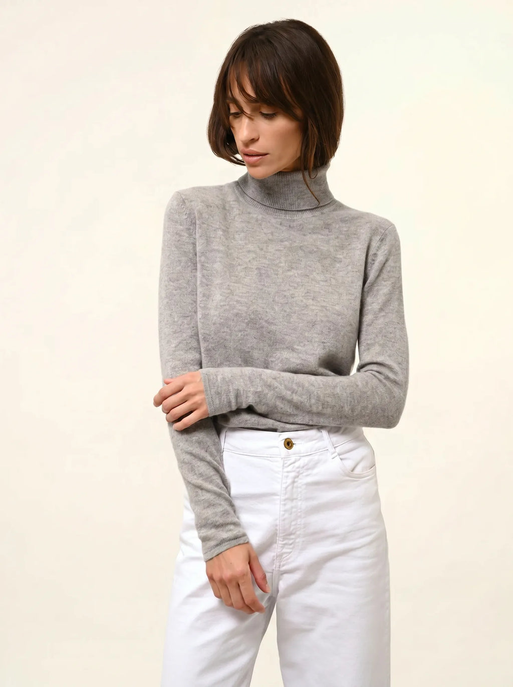 AVA Pull Col Roulé Nuage Chiné