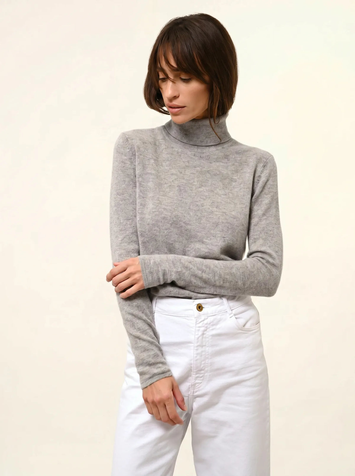 AVA Pull Col Roulé Nuage Chiné