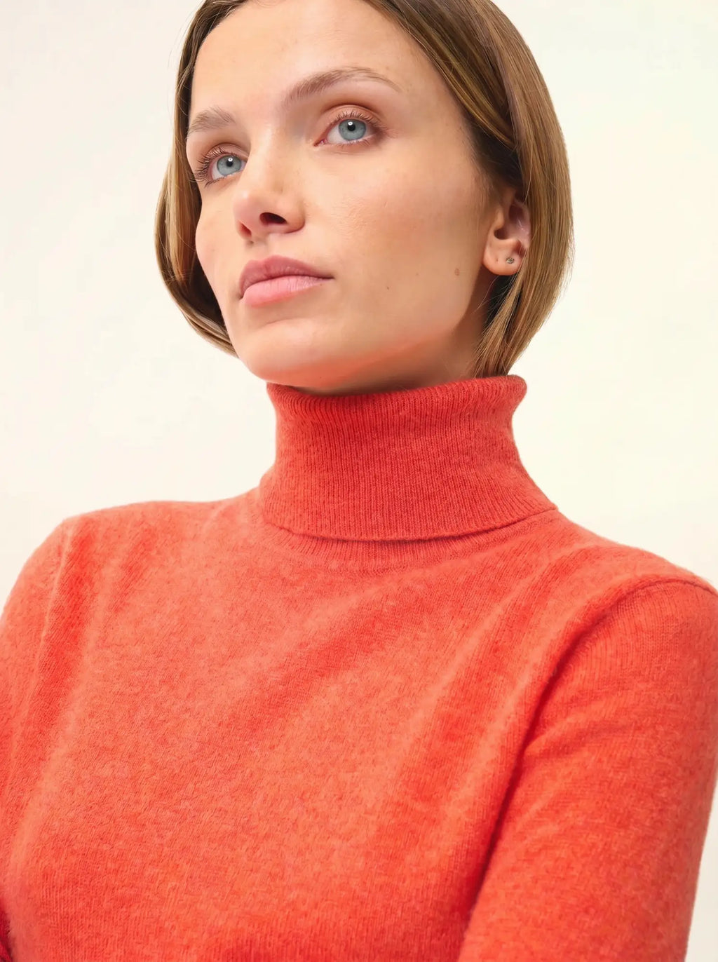 AVA Pull Col Roulé Orange Chiné