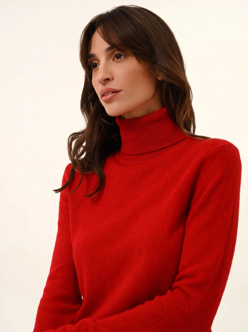 AVA Pull Col Roulé Rouge