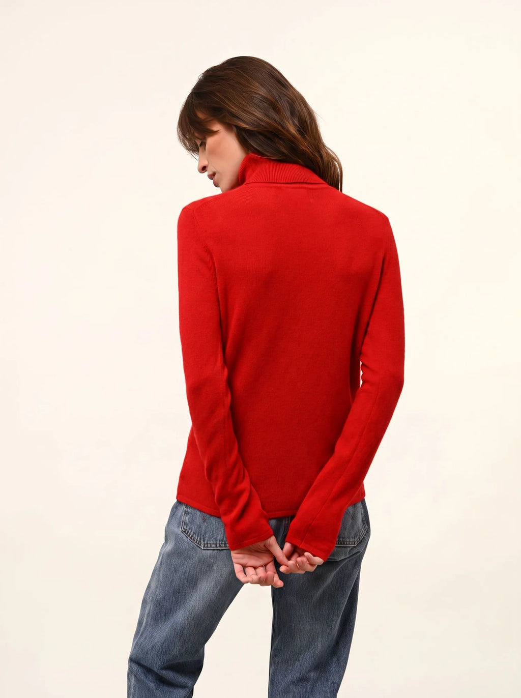 AVA Pull Col Roulé Rouge