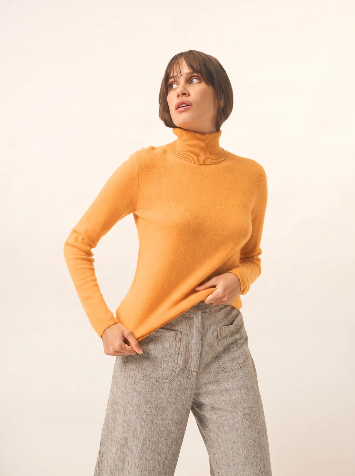AVA Pull Col Roulé Curcuma