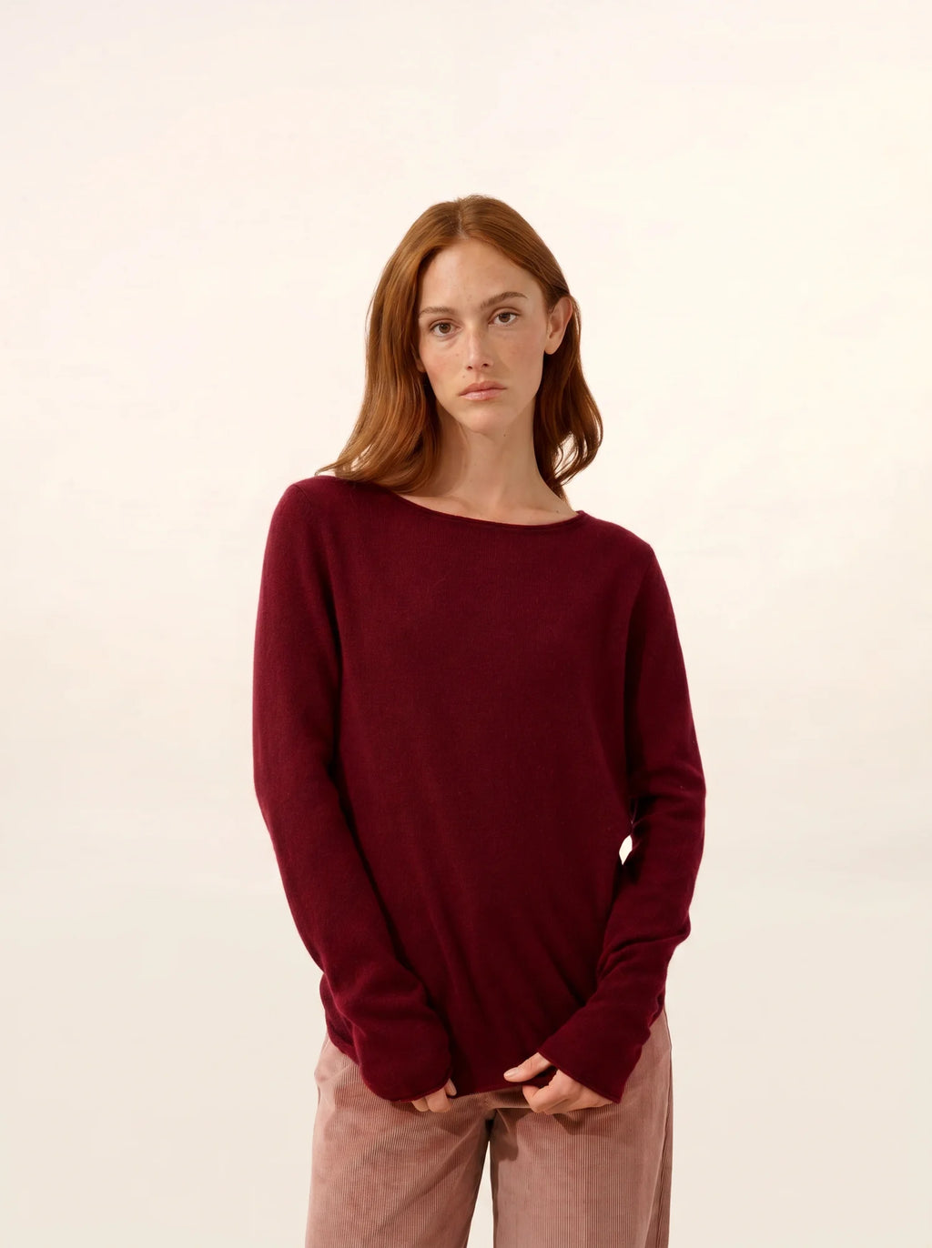 GRACE Pull Col Bateau Bordeaux